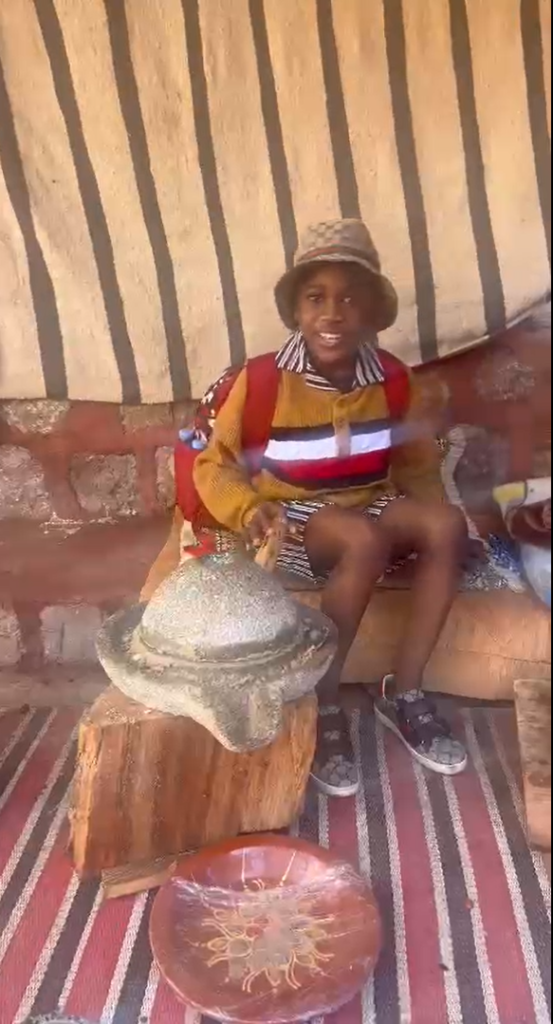 Experience the magic of the ouzoud falls : Video of my son doing shea butter